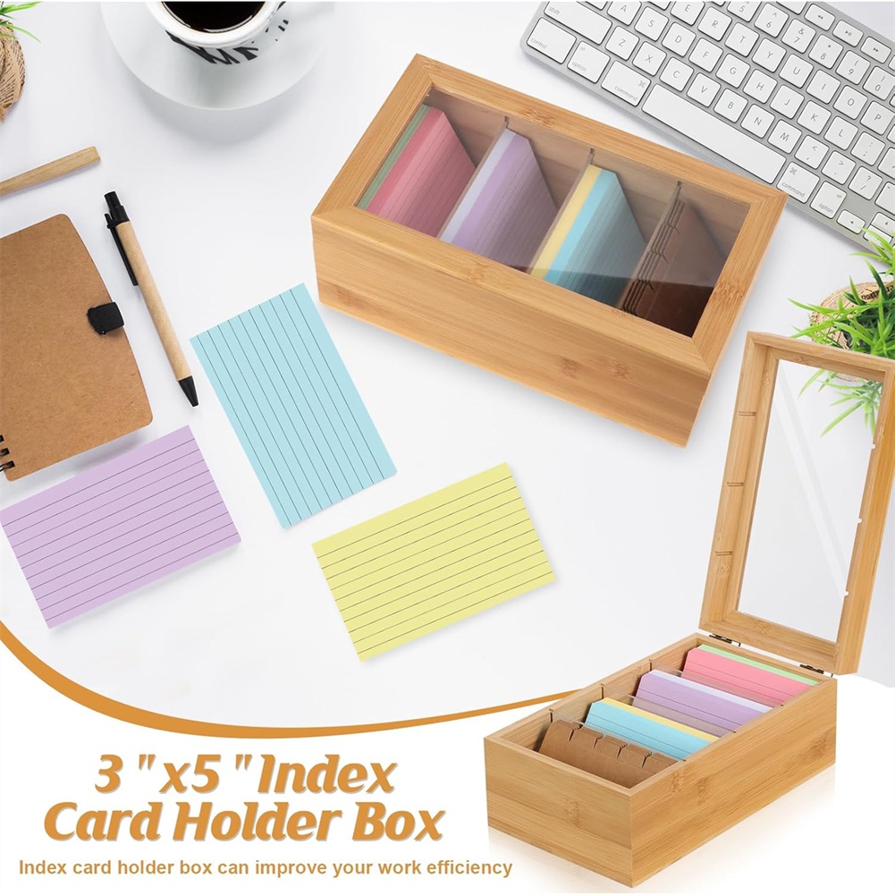 ABUA Bamboo Index Card Organiz - Card Index Box recension och pris